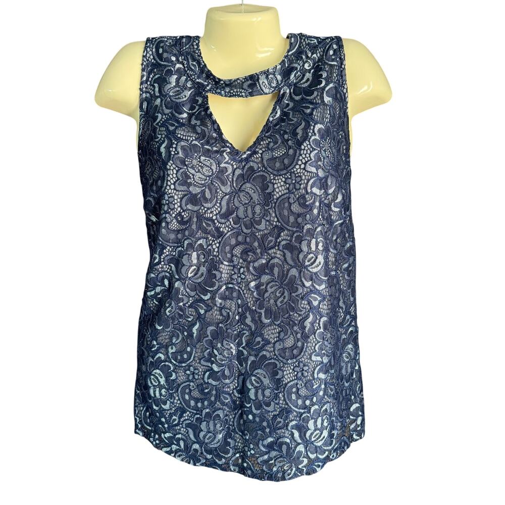 Maurice’s Navy Blue Floral Lace Cutout Tank Top XL